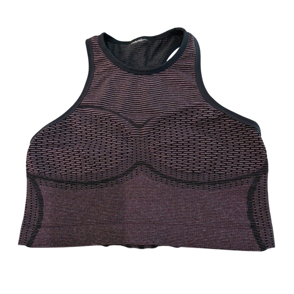 Gymshark Seamless Crop Top Tank Purple Black Striped Racerback Tank Small